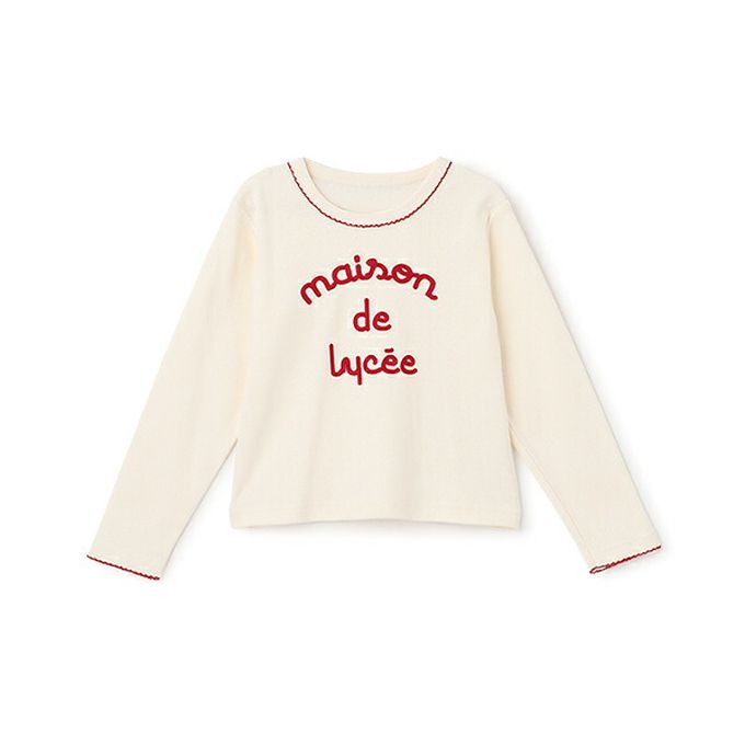 日本 Lycee mine - 100%棉 優雅法式植絨印花長袖上衣-灰綠