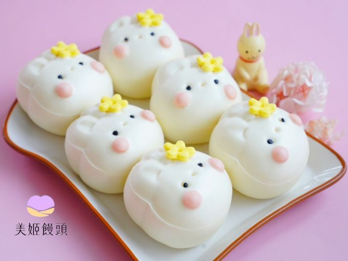 美姬饅頭 - 兔兔月餅鮮乳造型奶黃包-6入