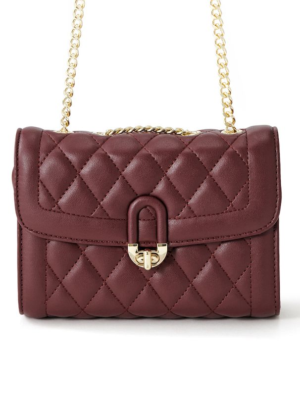 日本 GRL - 小香風菱紋金屬鏈側背小包-白 (F)