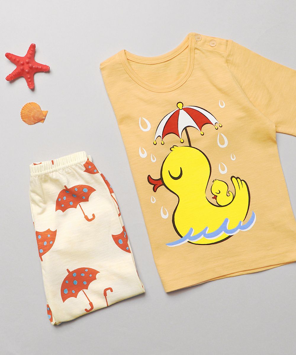 韓國 Mellisse - 韓製莫代爾涼感7分袖家居服-雨傘鴨鴨