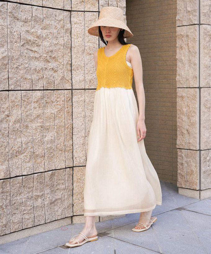 日本 Bab - 夏日氛圍鉤針縐紗背心裙-象牙白