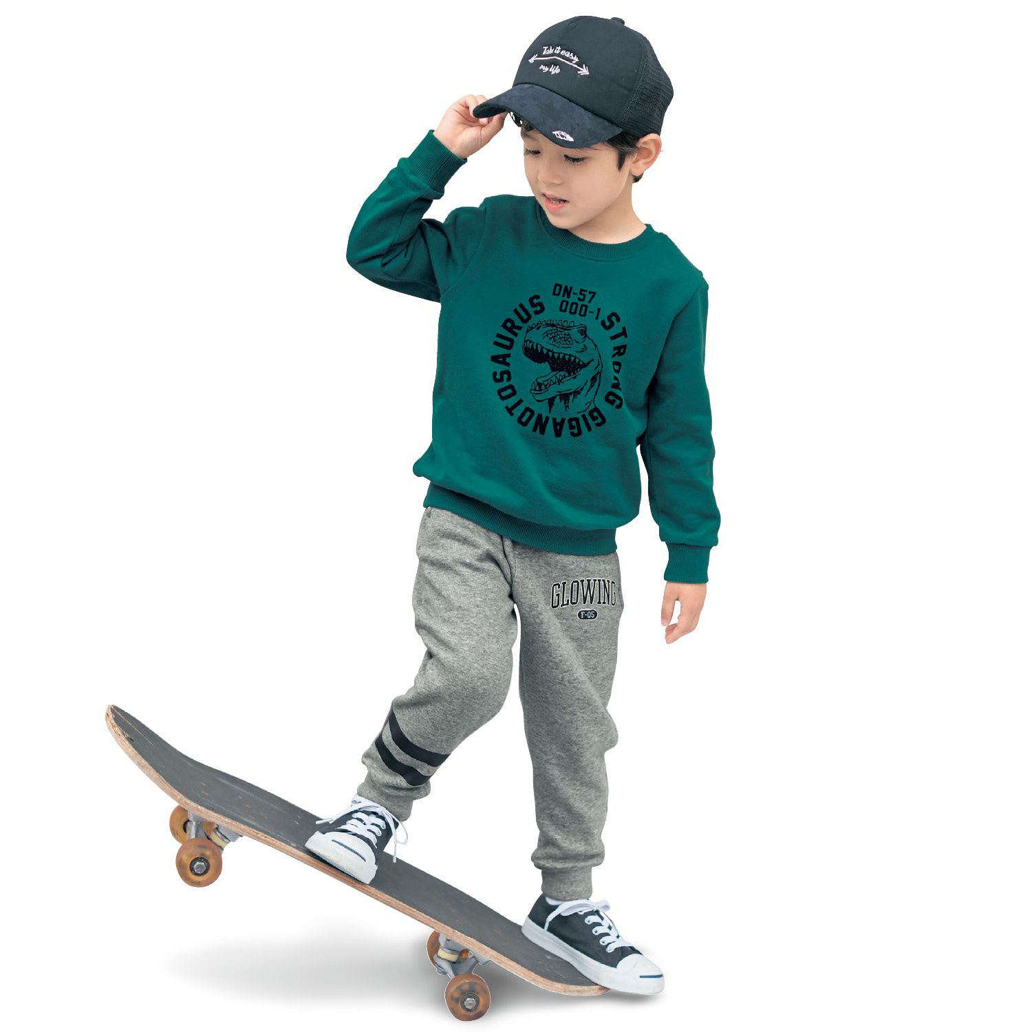 日本千趣會 - 線條logo保暖束口長褲-黑