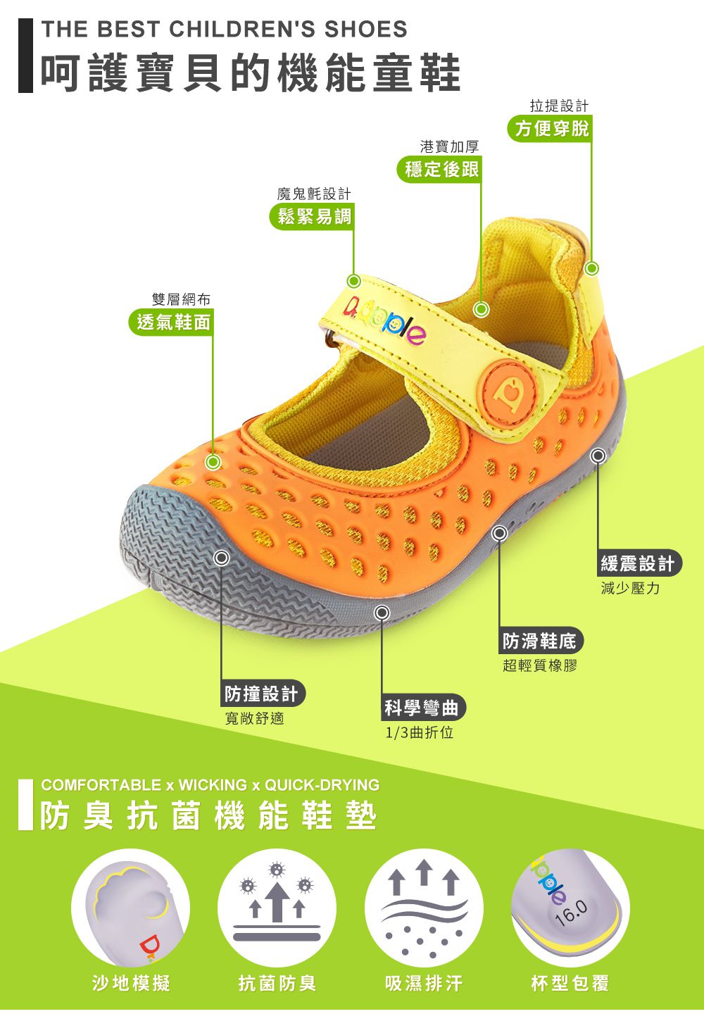 Dr. Apple - 機能童鞋-洞洞涼一夏超cute休閒童鞋-粉