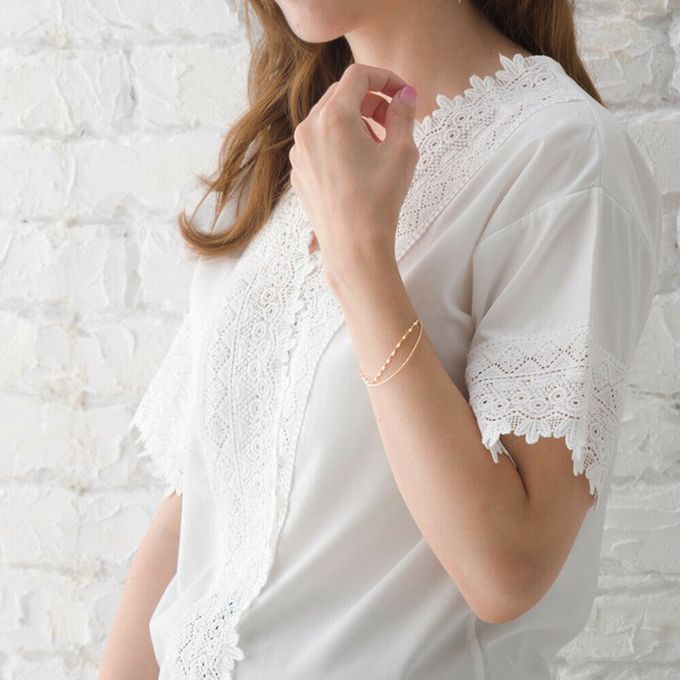 日本 Melody Accessory - 日本製 柔美細緻雙層手鏈-三顆珍珠-銀