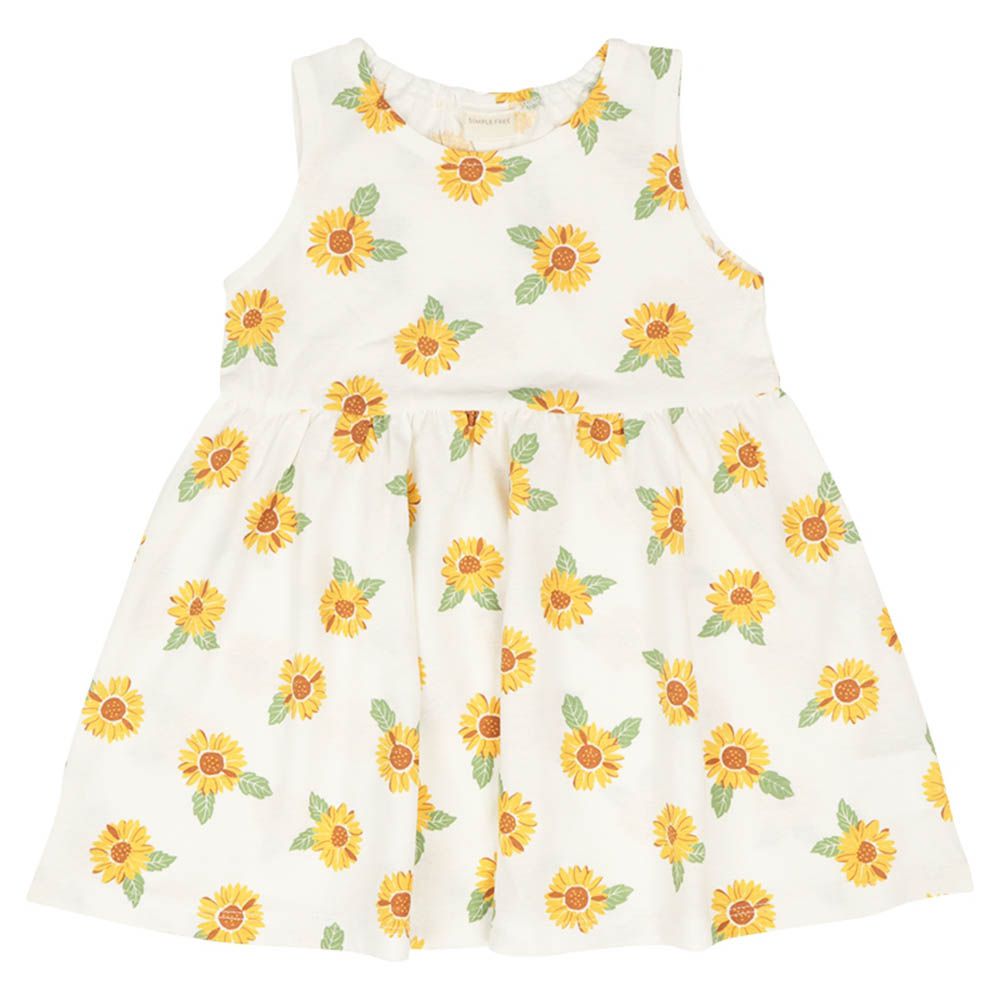 洋裝-滿版印花-米白色