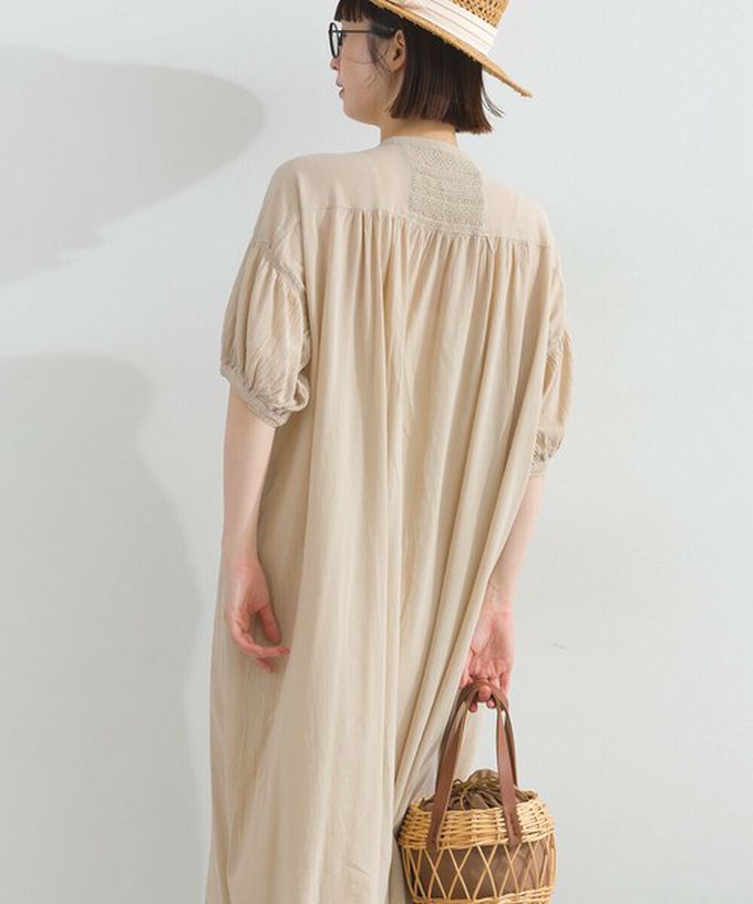 日本 Lupilien - 100%印度棉 輕盈巴里紗襯衫洋裝-淺卡其