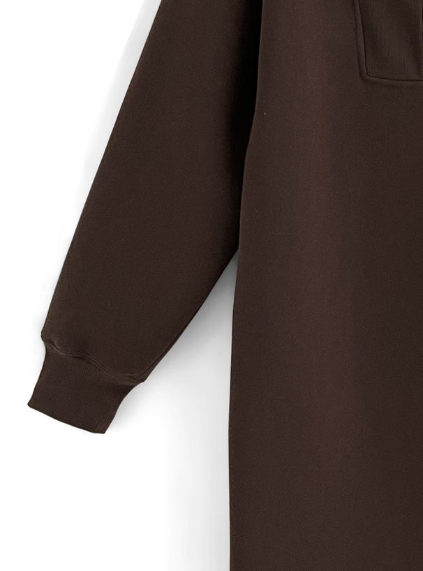 日本 GRL - 帥氣拉鍊翻領針織洋裝-可可