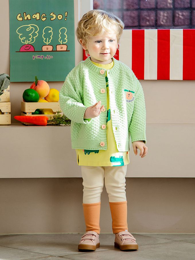 韓國 Pimpollo - 滿版鱷魚廚師長版套裝-黃X米