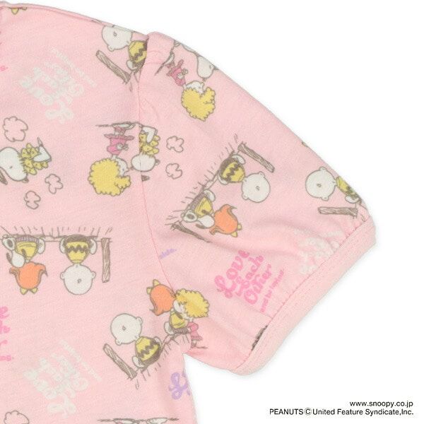 日本西松屋 - 聯名款 兩件式短袖家居服/睡衣-史努比-淺粉