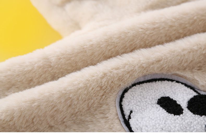 卡通人物史努比加厚毛絨絨半高領外套-SNOOPY戴墨鏡-杏色