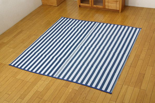 日本池彥 - 過敏協會認證 日本製防蟎蟲野餐墊 / 地毯(6-7人)-藍白條紋 (174x230cm)