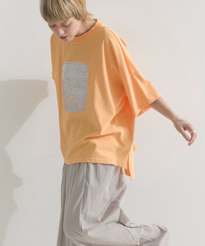 日本 le colis - 接觸冷感 金銀箔方塊印花T恤-黑