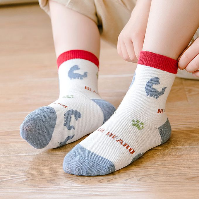 腳ㄚ子 - 兒童棉質中筒襪-恐龍寶寶