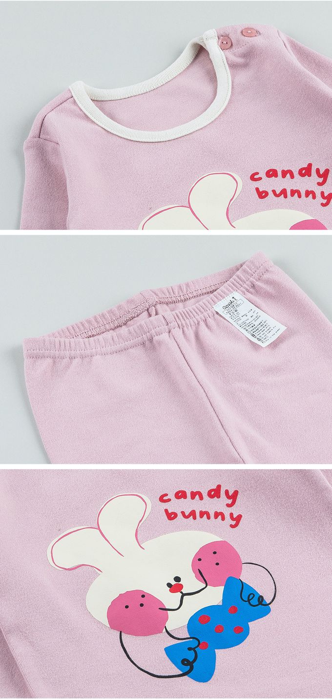 韓國 Cordi-i - 桃皮絨長袖家居服-CANDY白兔-粉