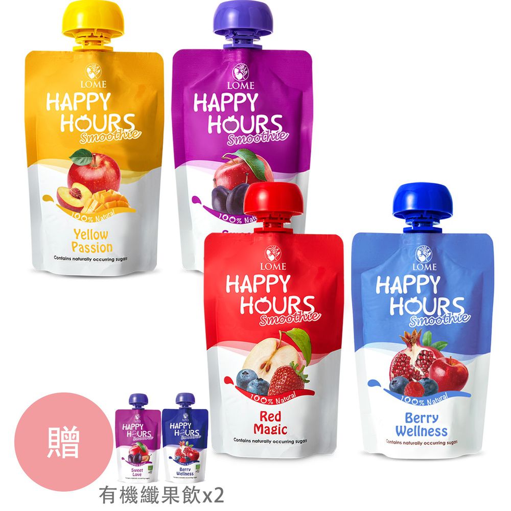 HAPPY HOURS - 生機纖果飲(綜合口味)100g-4包贈有機纖果飲(2021/4/21)-2包-100gx6包