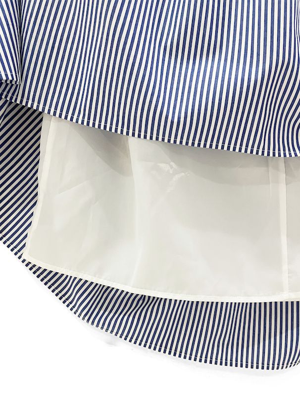 日本 GRL - 百搭簡約直條紋蛋糕裙-深藍