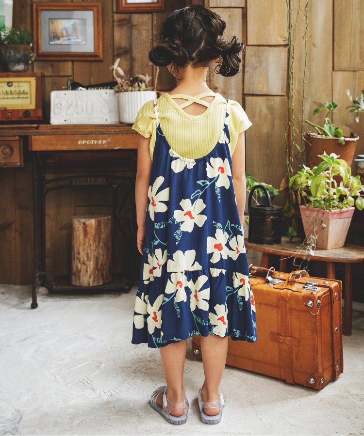 日本 BREEZE - Aloha夏日風格吊帶裙-大白花-海軍藍