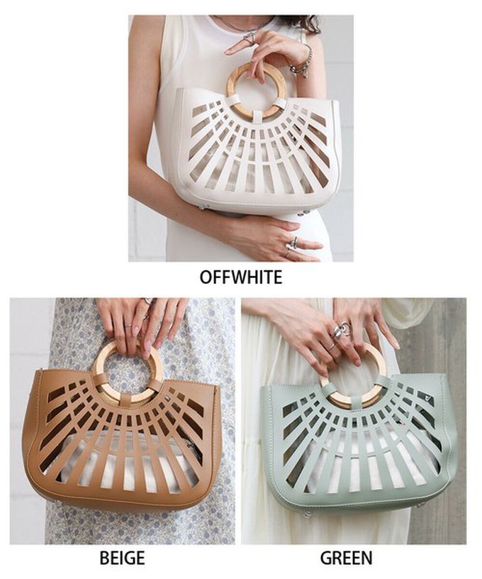 日本 Bab - 2way夏日竹柄鏤空手提/側背包-綠