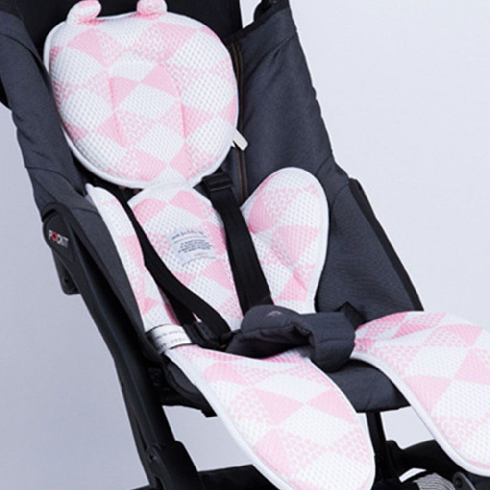 JoyNa - 嬰兒推車坐墊 雙層加厚3D透氣安全座椅透氣墊(日本YODO XIUI.小耳朵造型加厚款)-粉色