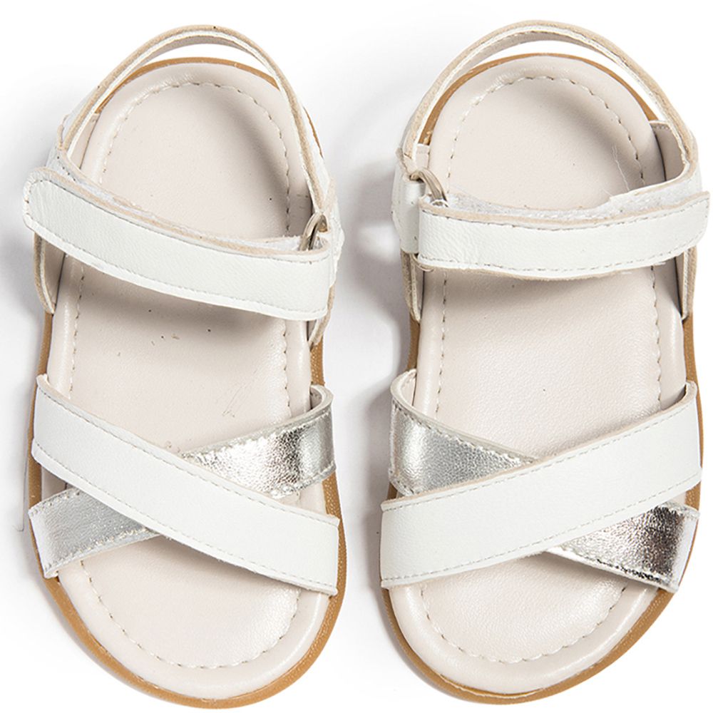 英國 shooshoos - 健康無毒真皮手工涼鞋/童鞋-夏日時光(銀白)