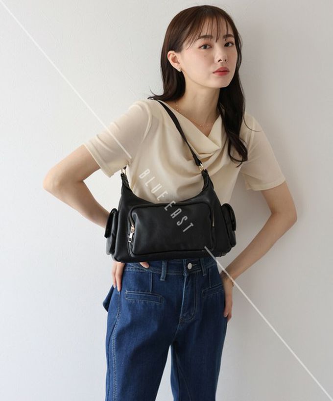 日本 BLUE EAST - 復古時尚多口袋迷你肩背包-黑