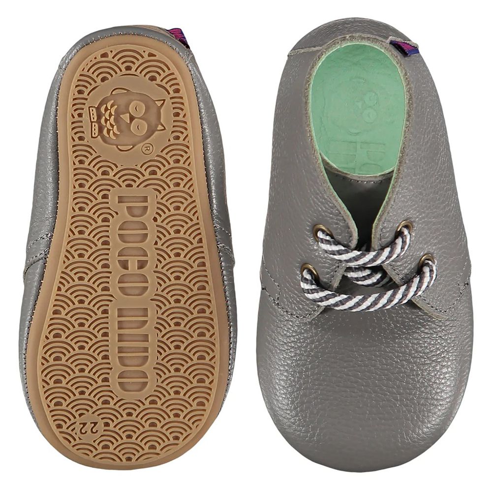 英國 POCO NIDO - 皇室手工真皮學步鞋-經典沙漠靴-永恆灰