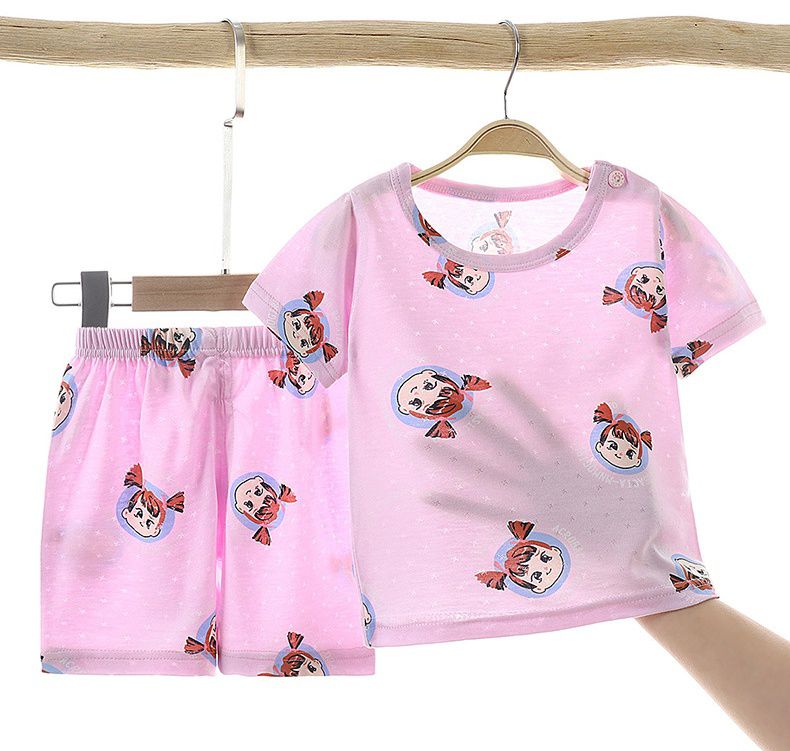 輕薄透氣柔軟棉質睡衣家居服短袖套裝-藍色飛機