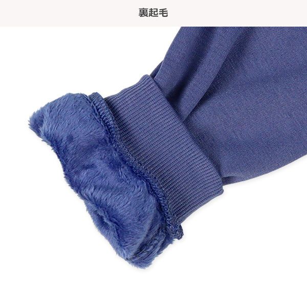 日本西松屋 - 刷毛圓領印花長袖上衣-恐龍拼接-灰藍