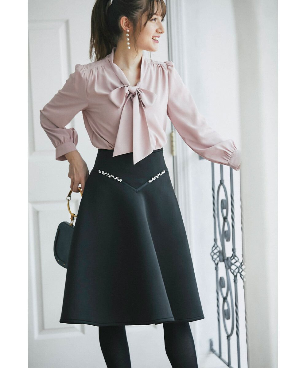 日本 tocco-closet - 蝴蝶紐結細針織上衣-天使白