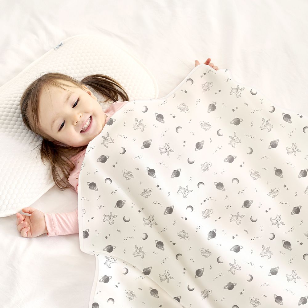 韓國 多功能包巾/蓋毯 90x90cm-絲柔款-星夜兔