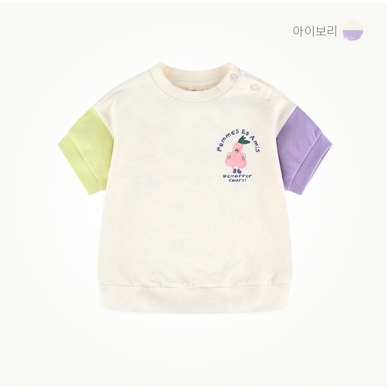 韓國 milk mile - 水果印花撞色套裝-象牙白X紫