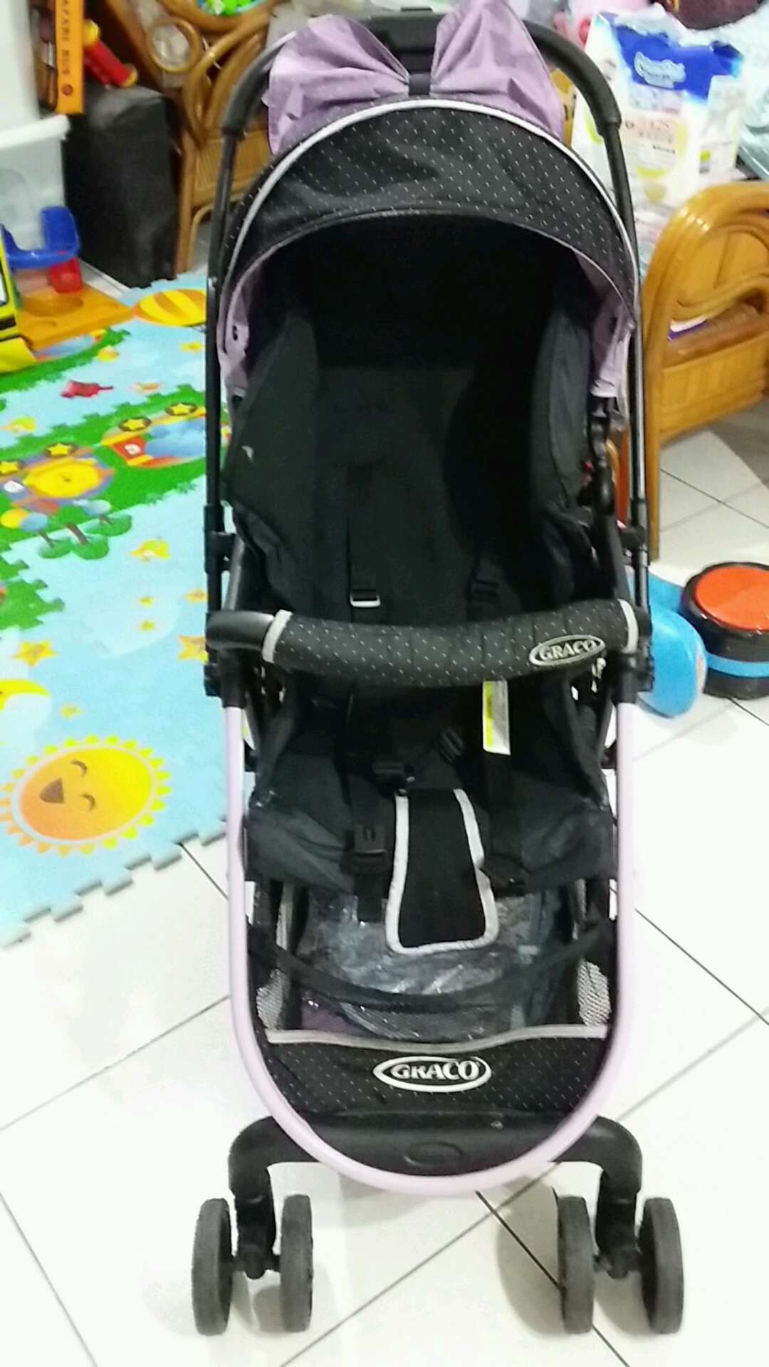 售二手graco city light紫色葡萄點點秒收推車