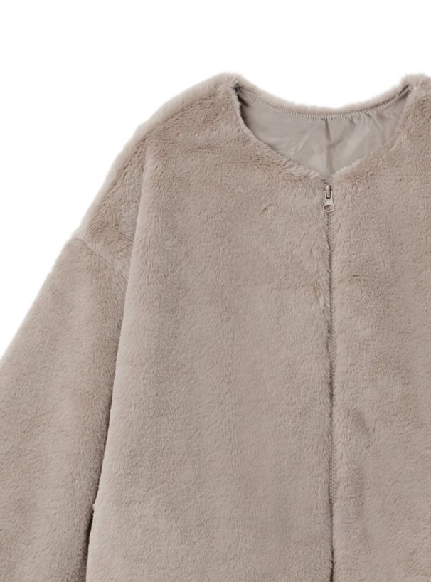 日本 GRL - 超柔軟刷毛圓領外套-煙燻粉 (F)