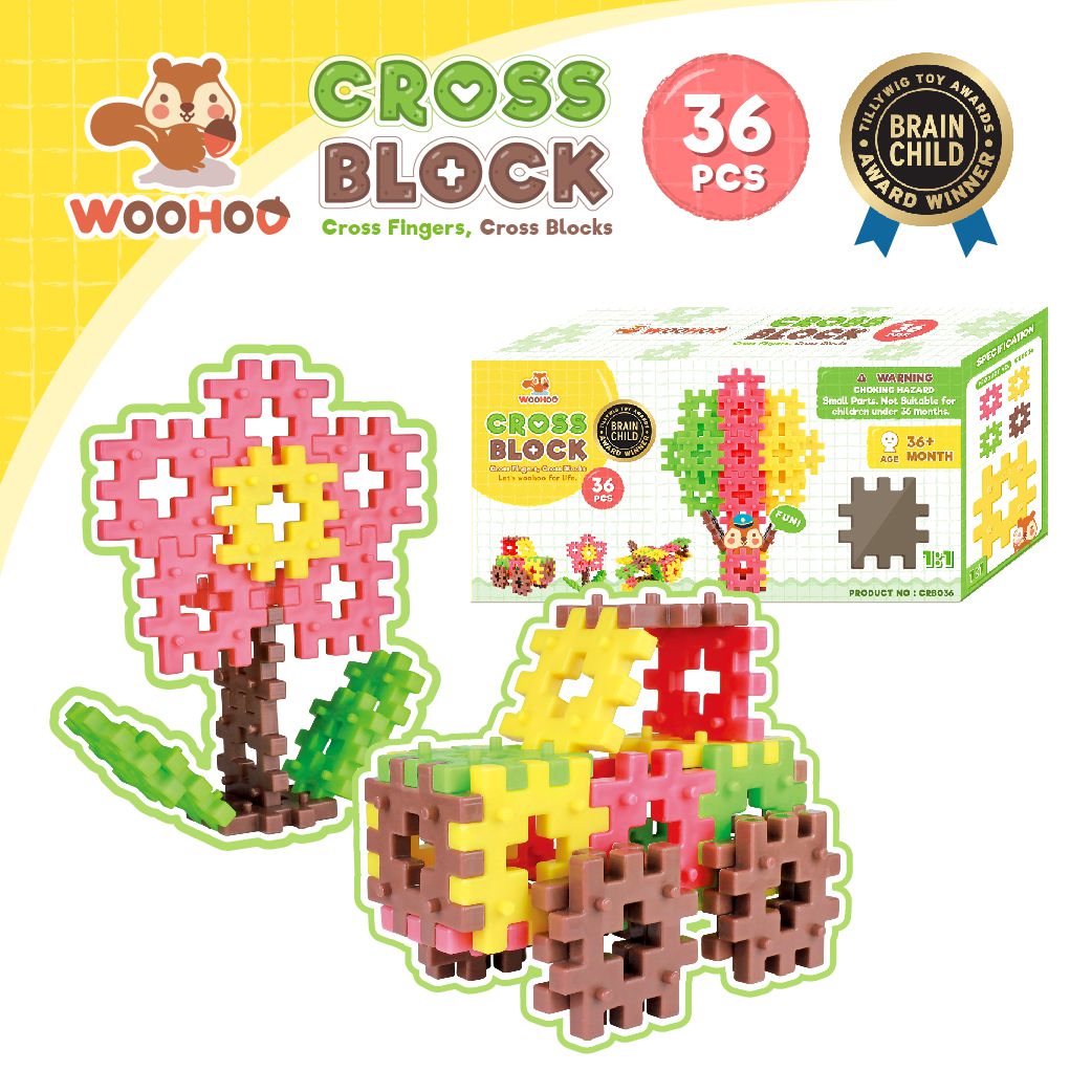 WOOHOO - CROSS BLOCK 心心積木 - 36pcs 【贈束口袋1入】