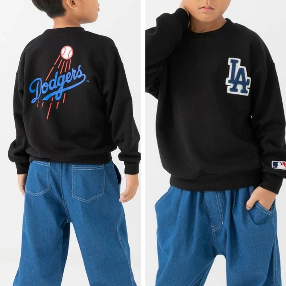 MLB聯名 立體LOGO刺繡長袖上衣-洛杉磯道奇-黑