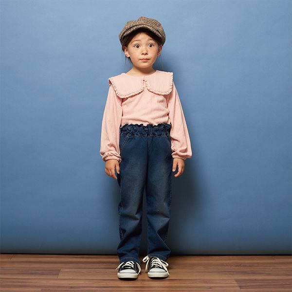 日本 Lycee mine - 俏麗皺摺錐形彈力牛仔褲-海軍藍