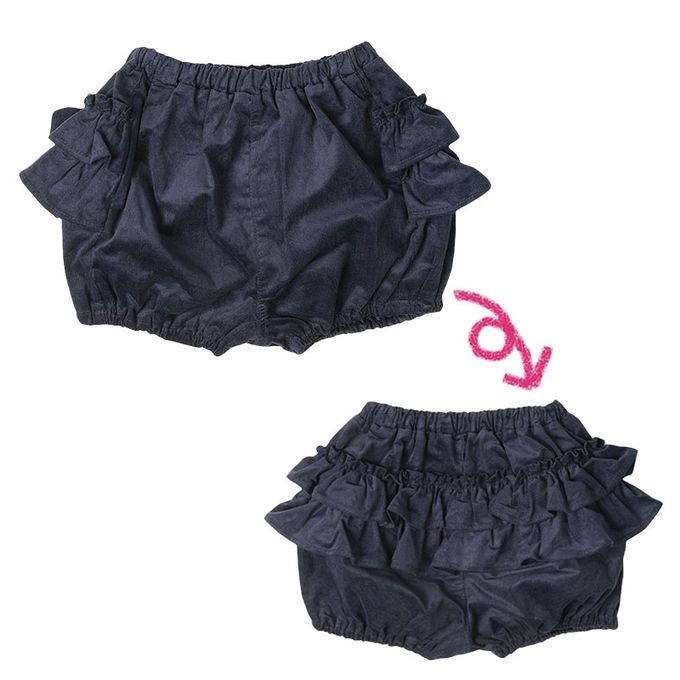 akachan honpo - 短褲-臀部荷葉邊-深藍色