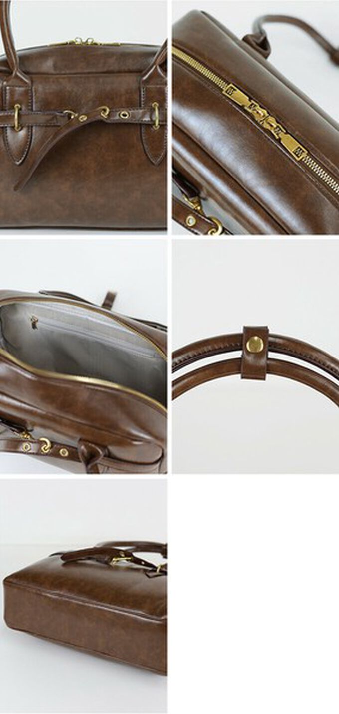 日本 BLUE EAST - 復古風皮帶造型波士頓肩背包-咖啡