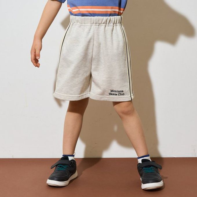 日本 b-ROOM - 側邊線條休閒短褲(4分丈)-天藍