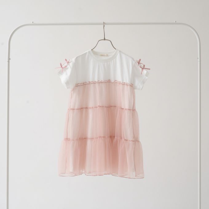 日本 Lycee mine - 接觸冷感 緞帶短袖蛋糕洋裝-薰衣草