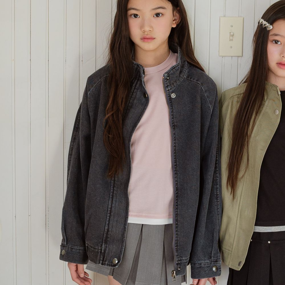 sm2 丹寧率性風格立領夾克外套-黑灰