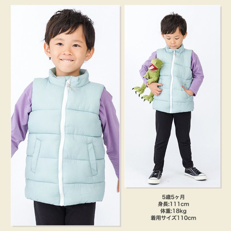 日本 ZOOLAND - 潑水加工 素面百搭鋪棉保暖背心-軍綠