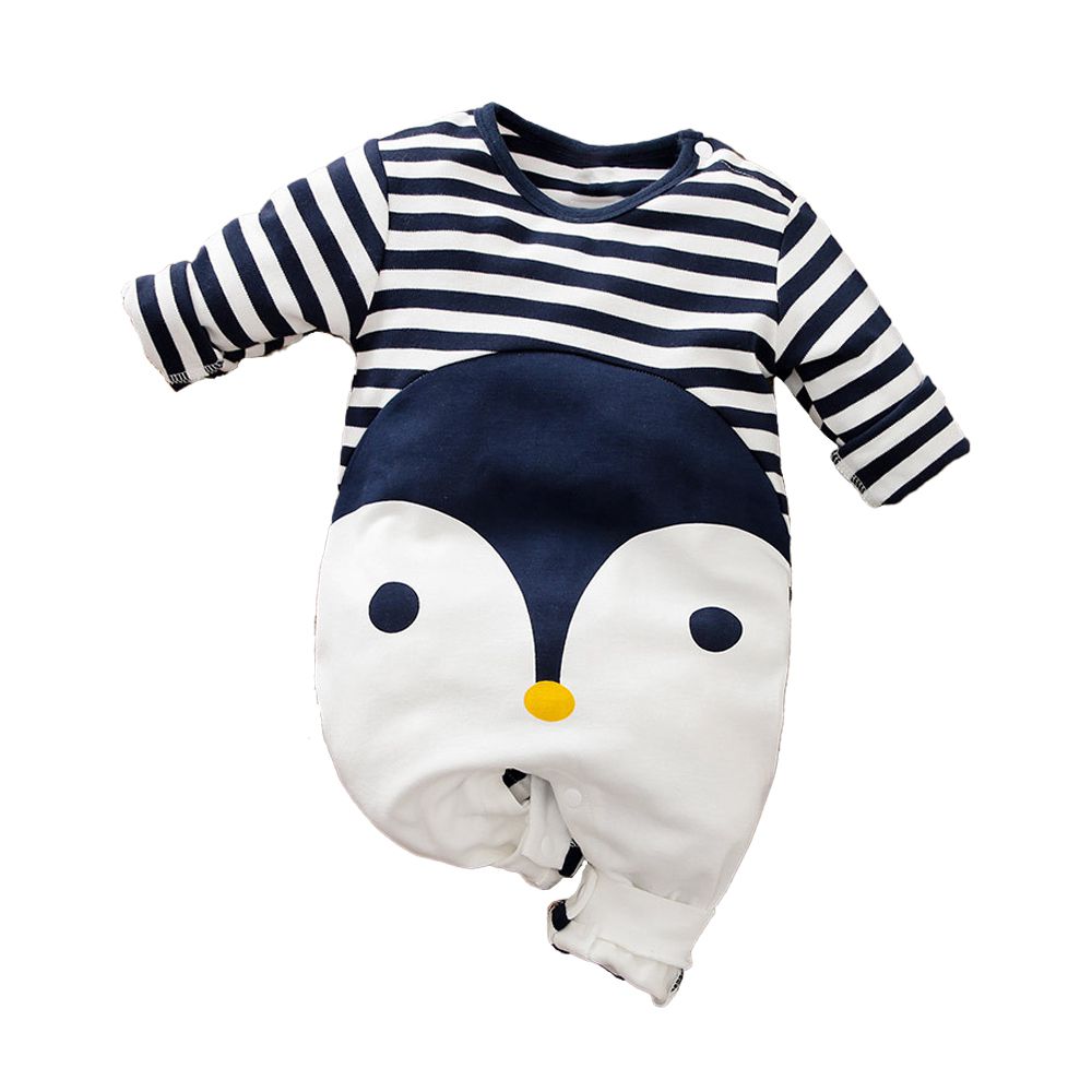 JoyNa - 嬰兒連身衣 春秋款動物造型包屁衣-企鵝