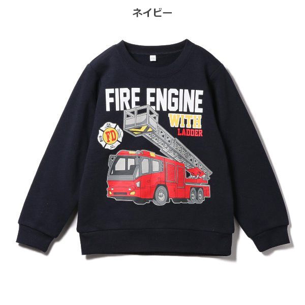 日本西松屋 - 刷毛圓領印花長袖上衣-怪手-灰