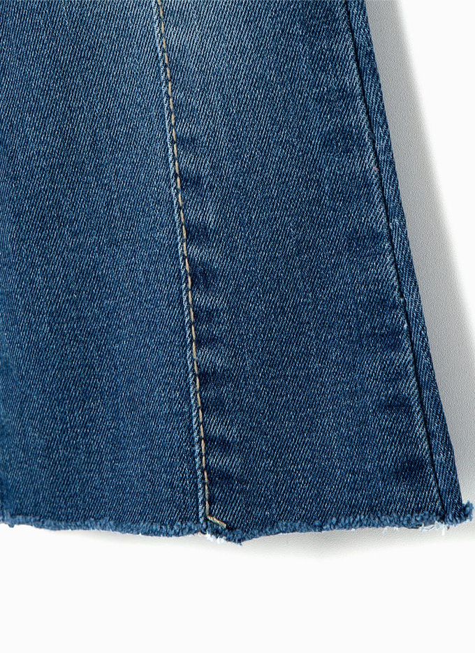 韓國 OZKIZ - 鬆緊腰修飾腿型喇叭長褲-深藍