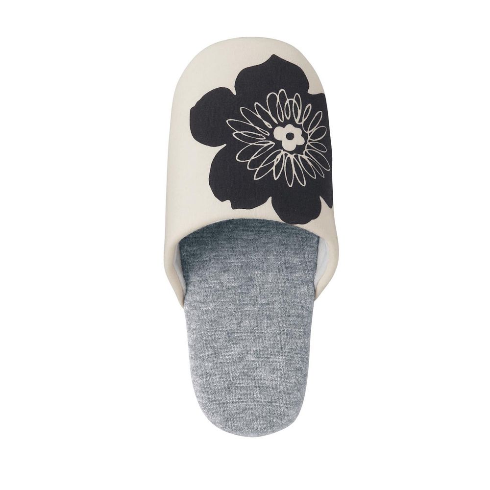 日本千趣會 - 印花室內拖鞋-綻放花朵-灰白