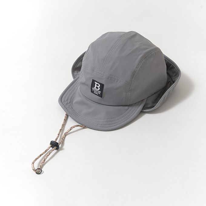 日本 b-ROOM - 帥氣翻折狩獵風遮陽帽-附調節繩-灰 (54cm)