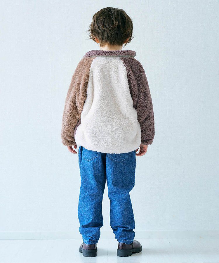 日本 apres les cours - 蓬鬆拼接風多彩絨毛外套-摩卡系