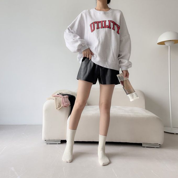 韓國Marian - 花紋素色羊毛保暖襪-芥茉黃 (Free)