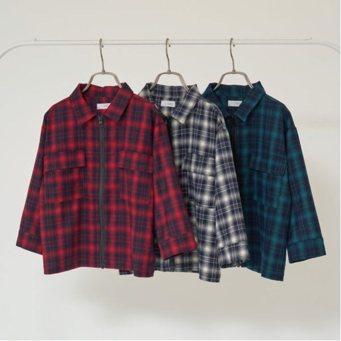 日本 b-ROOM - 經典格紋廓形長袖襯衫/夾克-綠